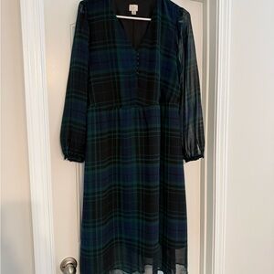 a new day Black and Green Long Sleeve Dress